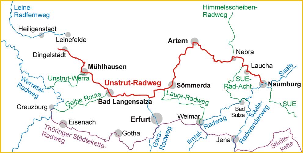 Anschlussradwege Saaleradweg, Geraradweg, Unstrut-Werra