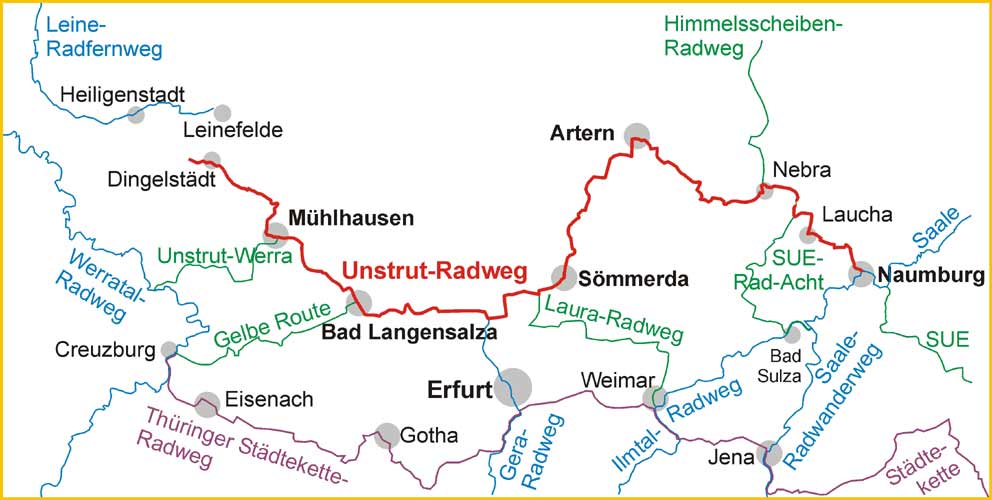 Übersicht Anschlussradwege Unstrutradweg